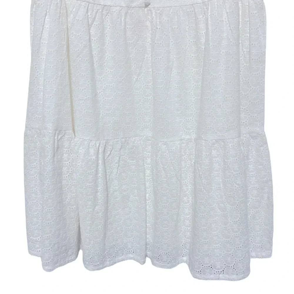 Joie NEW White Tiered Babydoll Prairie Eyelet Cottagecore Mini Dress Size Small - Picture 5 of 5
